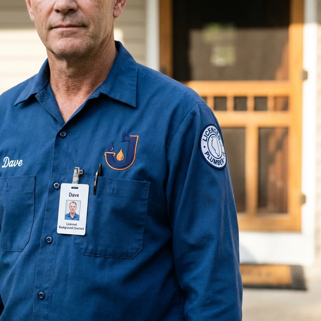 Licensed plumber showing ID badge in Rio Verde, AZ