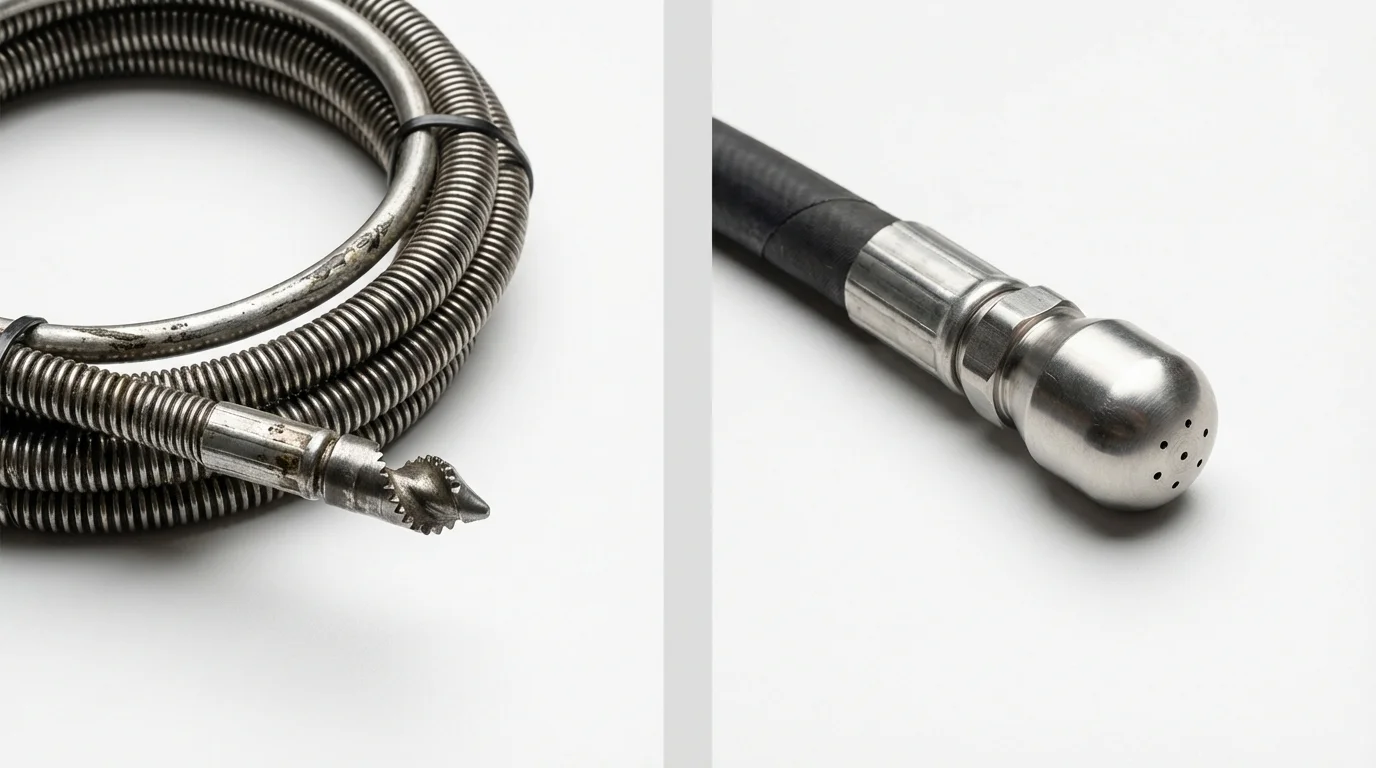 Drain snake cable and hydro jetting nozzle used for drain cleaning in Rio Verde, AZ