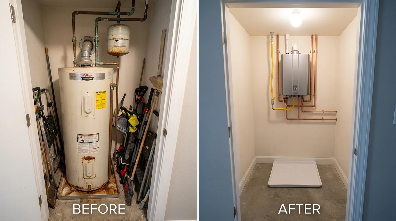 Tank water heater versus wall-mounted tankless unit comparison for Rio Verde, AZ homeowners